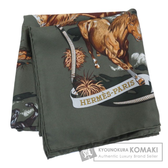 HERMES エルメス カレ90 LES MUSTANGS スカーフ シルク レディース 