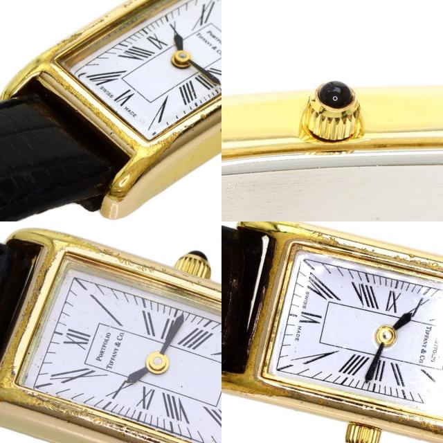 TIFFANY&Co. ティファニー ポートフォリオ スクエア 腕時計 GP/革  