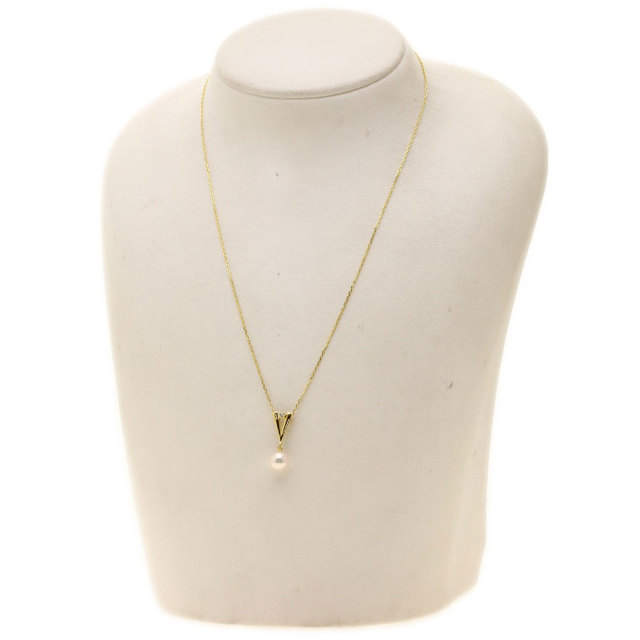 ミキモト MIKIMOTO アコヤ真珠 5.2-5.4mm ダイヤ ネックレス 40cm K18  