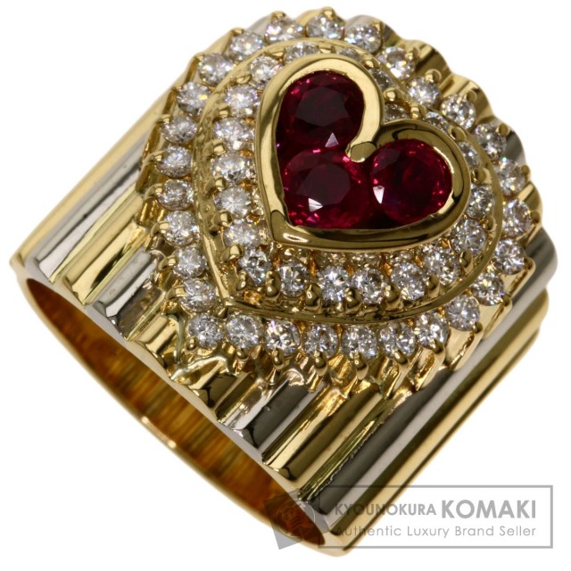 1.02ct ハートモチーフ ルビー ダイヤモンド リング・指輪 K18イエロー  