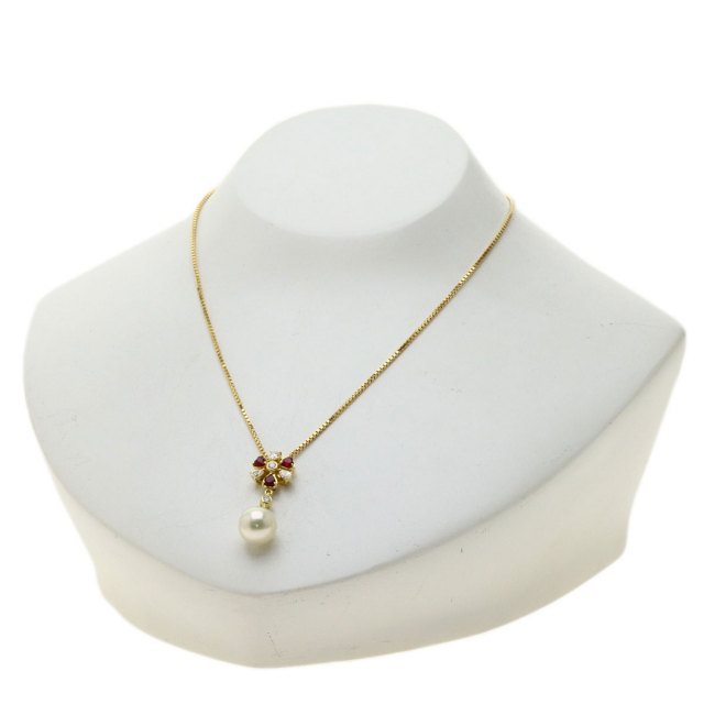 MIKIMOTO ミキモト アコヤパール 真珠 ルビー ダイヤモンド ネックレス 