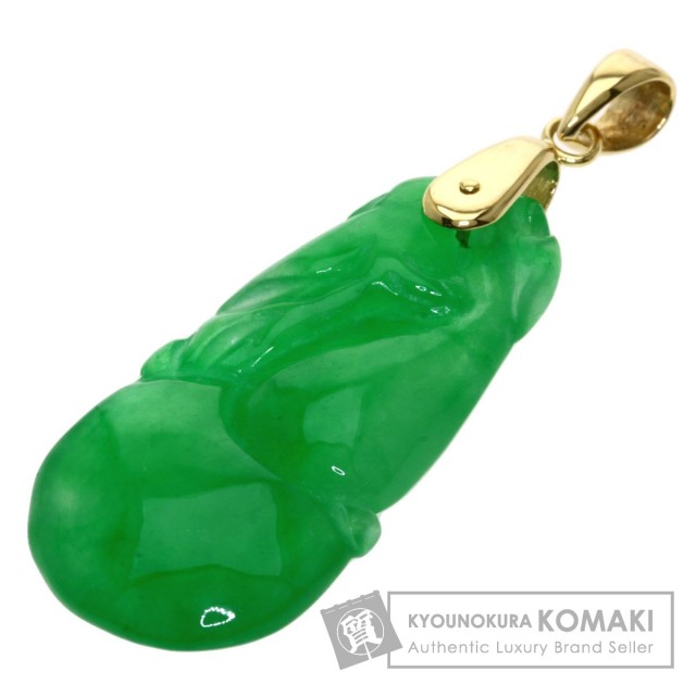 k18YG われる ヒスイ ネックレス トップ 翡翠 緑 
