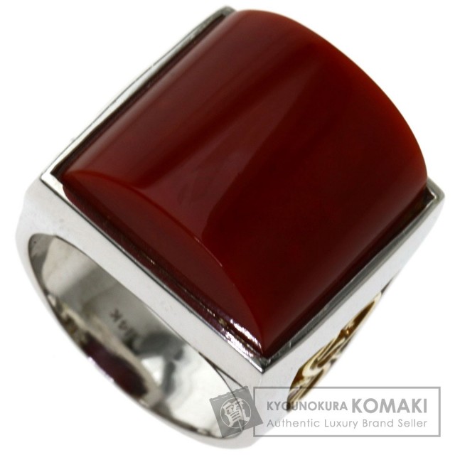 サンゴ 珊瑚 リング・指輪 K14ホワイトゴールド 14.6g レディース 