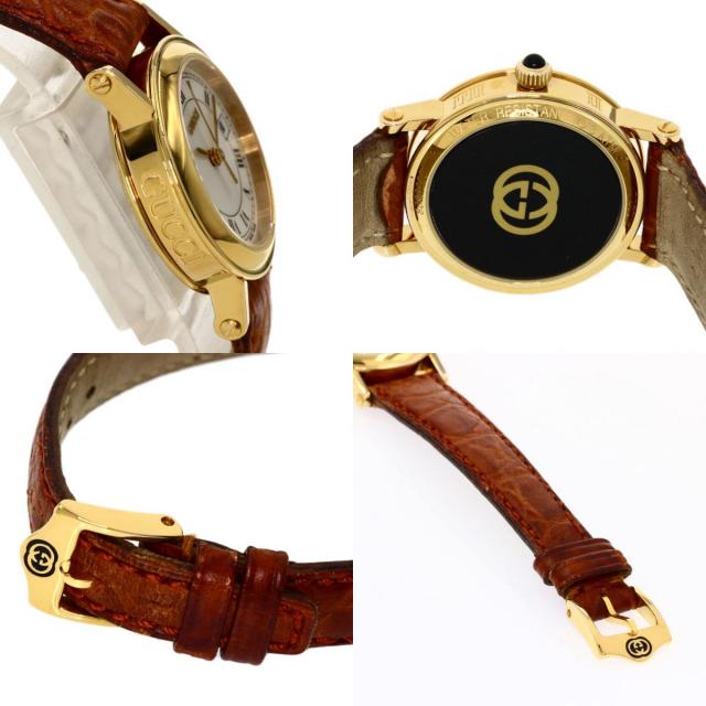 稼働 X010 グッチ GUCCI レディース 腕時計 7200L GUCCI グッチ 7200L ラウンドフェイス 腕時計 GP/革 レディース