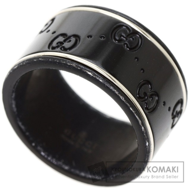 GUCCI グッチ アイコン ワイド ブラックコランダム #12 リング・指輪  