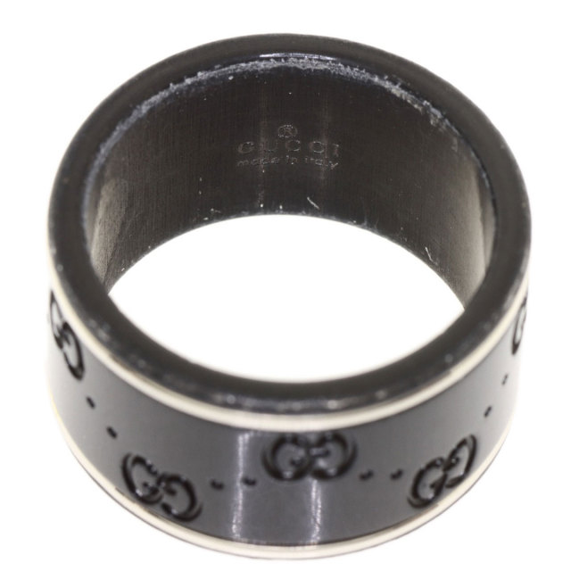 GUCCI グッチ アイコン ワイド ブラックコランダム #12 リング・指輪  