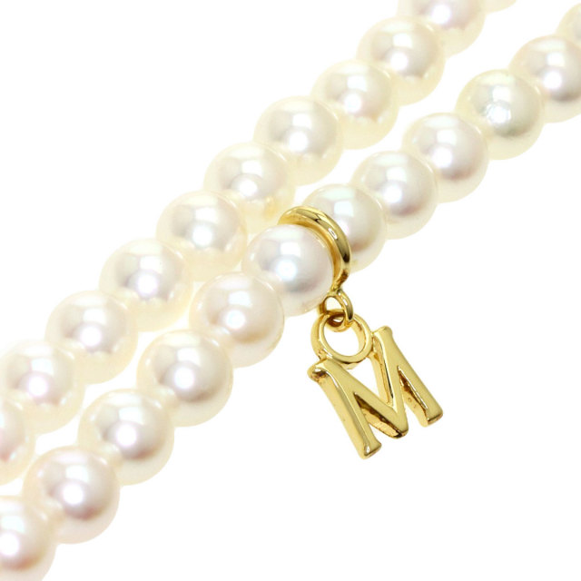 MIKIMOTO ミキモト ベビーパール 真珠 Mチャーム付き ネックレス K18  