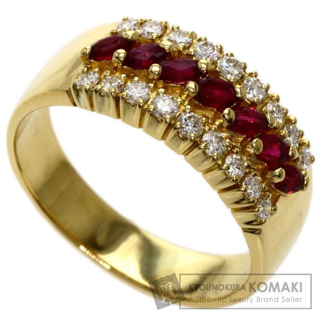 Queen クイーン ルビー ダイヤモンド リング・指輪 K18イエロー  