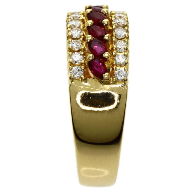 Queen クイーン ルビー ダイヤモンド リング・指輪 K18イエロー  