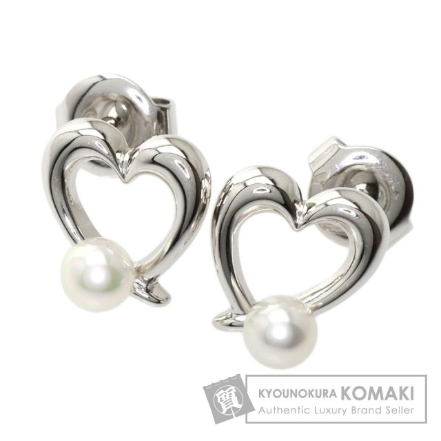 MIKIMOTO ミキモト ハートモチーフ パール 真珠 ピアス K18ホワイト 