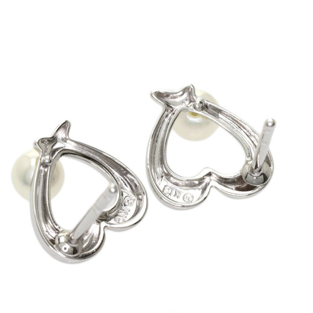 MIKIMOTO ミキモト ハートモチーフ パール 真珠 ピアス K18ホワイト 