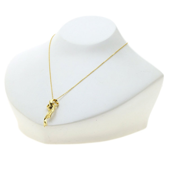 MIKIMOTO ミキモト リボンモチーフ ネックレス K18イエローゴールド 