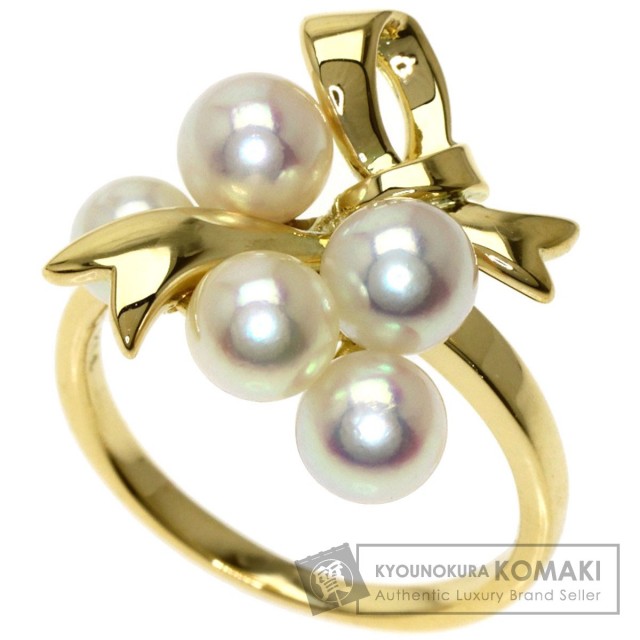 MIKIMOTO ミキモト パール 真珠 リボンモチーフ リング・指輪 K14  