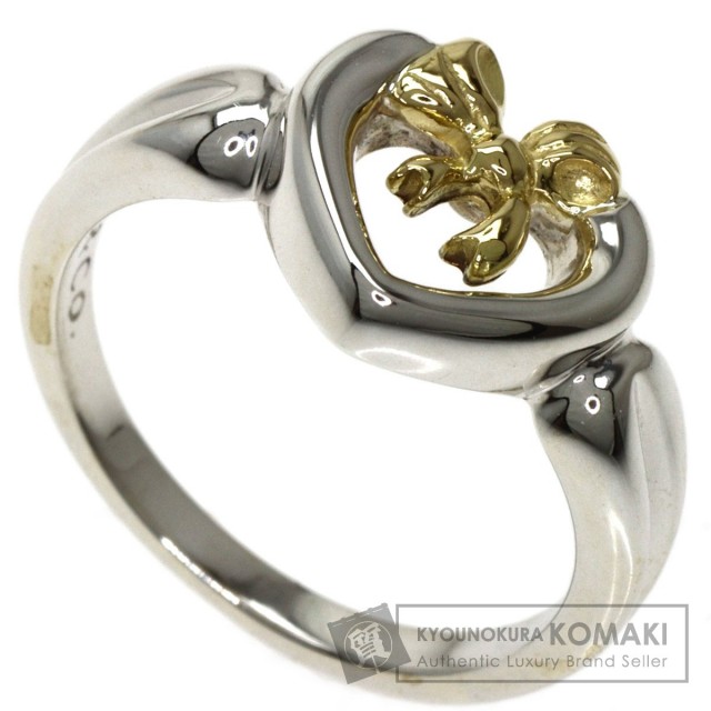 TIFFANY&Co. ティファニー ハート リボン リング・指輪 シルバー/K18YG  