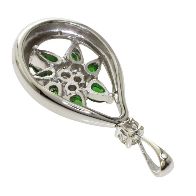 新品仕上げ済】プラチナグリーンガーネットダイヤモンドネックレス