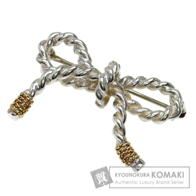 TIFFANY&Co. ティファニー ツイストリボン ブローチ シルバー/K14YG  