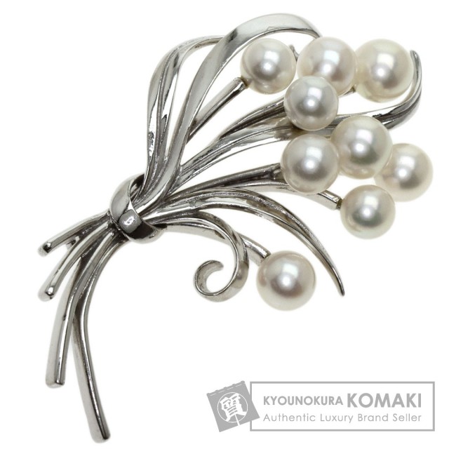 MIKIMOTO ミキモト パール 真珠 フラワーモチーフ ブローチ K14 