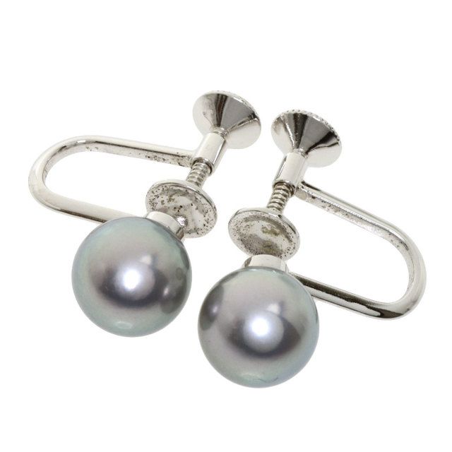 TASAKI タサキ アコヤ グレーパール 真珠 イヤリング 2点セット 