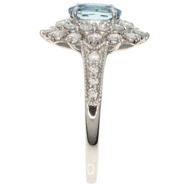 0.86ct アクアマリン ダイヤモンド リング・指輪 プラチナPT900 4.1g 