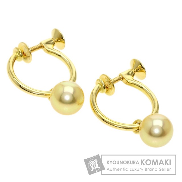 MIKIMOTO ミキモト ゴールデンパール 真珠 フープ イヤリング K18 