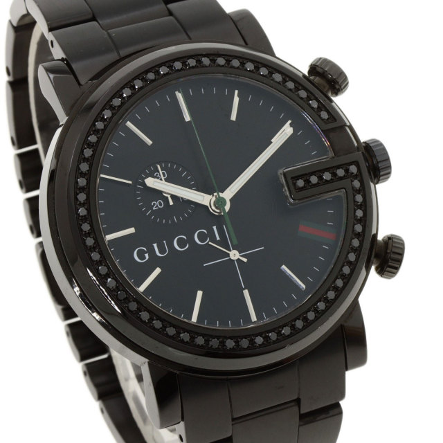GUCCI グッチ 101M クロノグラフ ブラックダイヤモンド 腕時計 
