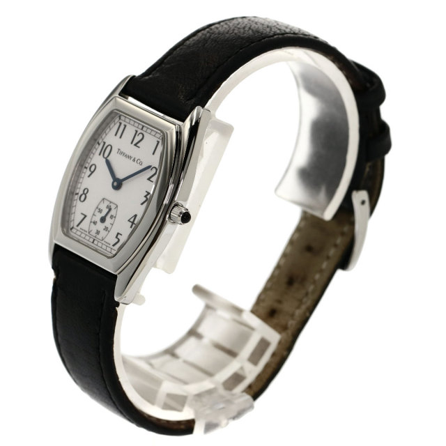 ティファニークラシックトノーレディース時計革ベルトスモセコ白文字盤 