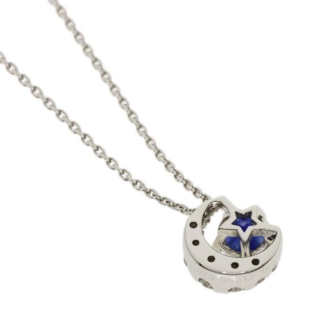 STAR JEWELRY Pt950 プラチナネックレス　月モチーフ ダイヤ MOON SETTING DIAMOND NECKLACE 0.04ct(2XN0337)Pt950