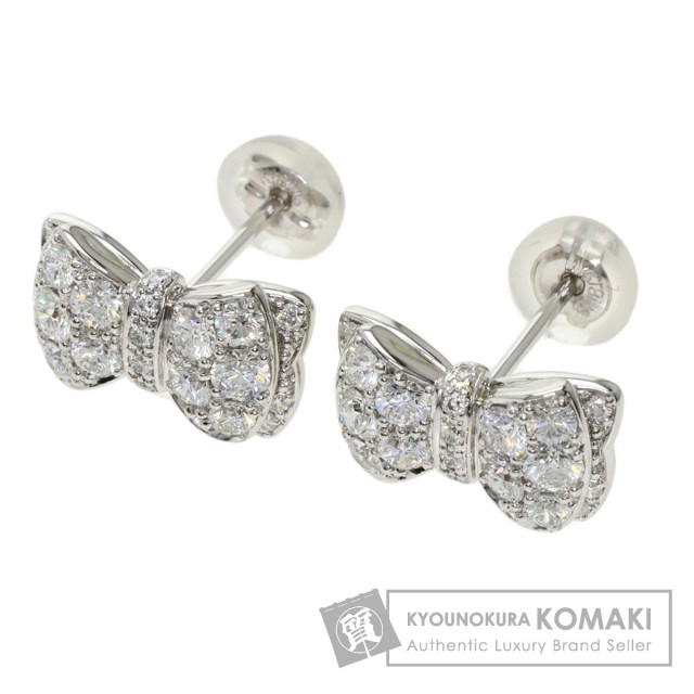 Gimel ギメル リボンモチーフ ダイヤモンド ピアス プラチナPT950  