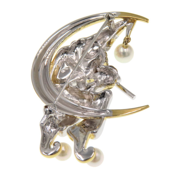 MIKIMOTO ミキモト アコヤパール 真珠 ピエロモチーフ ブローチ 