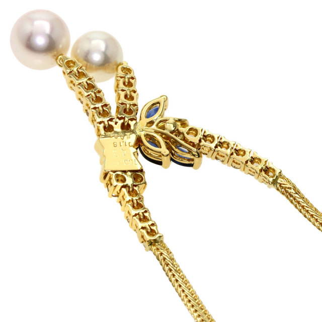 K18 イタリア製 ゴールデンパール11.5mm＆ダイヤモンド ネックレス K18