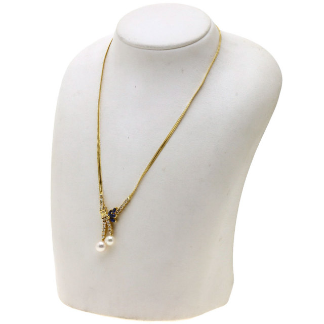 バレステラ アコヤパール 真珠 サファイア ダイヤモンド ネックレス  