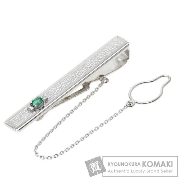 0.14ct エメラルド ダイヤモンド タイピン プラチナPT900/K14WG 8.4g 