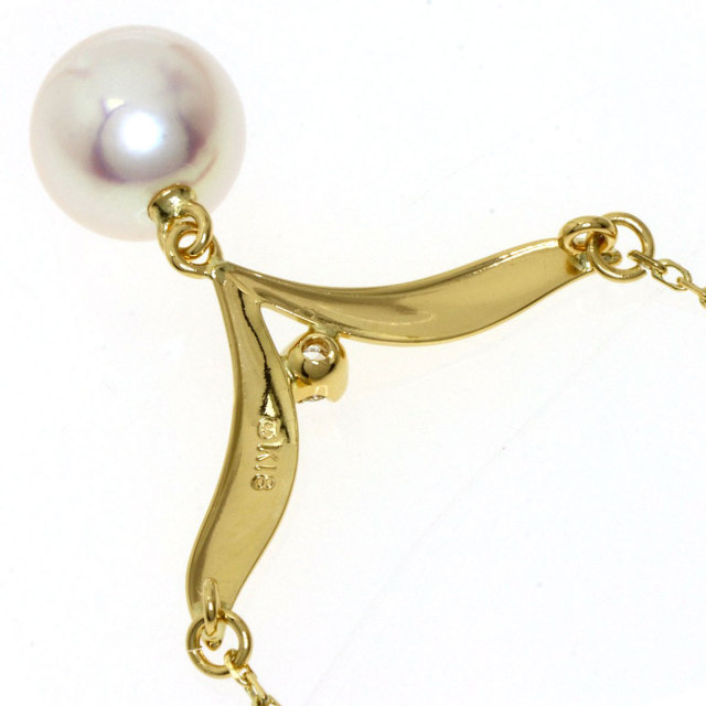 MIKIMOTO ミキモト パール 真珠 ダイヤモンド ネックレス K18イエロー  