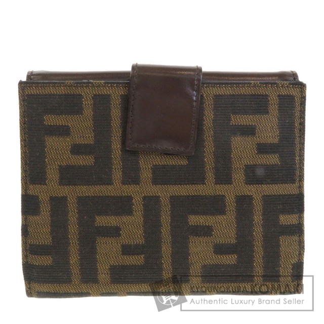 FENDI フェンディ ズッカ柄 二つ折り財布（小銭入れあり） キャンバス  
