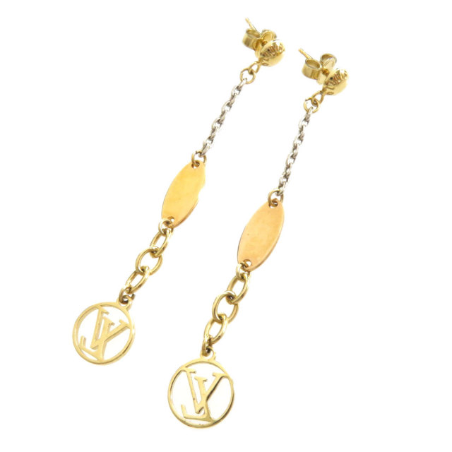 LOUIS VUITTON ルイヴィトン M68076 ロゴマニア ピアス 金属製 レディース