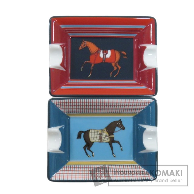 HERMES エルメス ミニ灰皿セット ホースモチーフ 灰皿 陶器 ユニ  