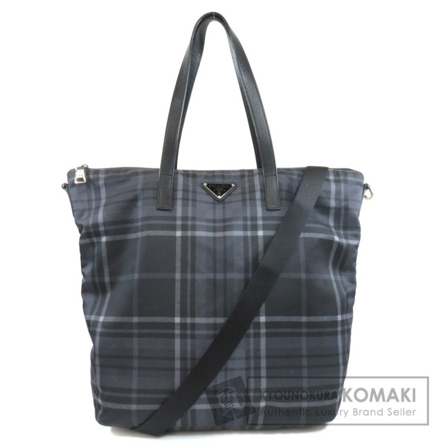PRADA プラダ チェック柄 2WAY トートバッグ ナイロン素材 レディース  