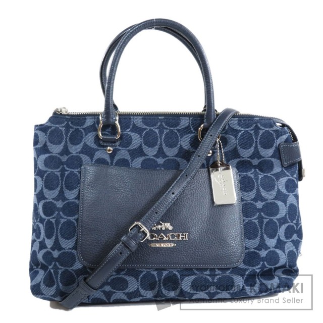 COACH コーチ F44708 シグネチャー 2WAY トートバッグ デニム/レザー  