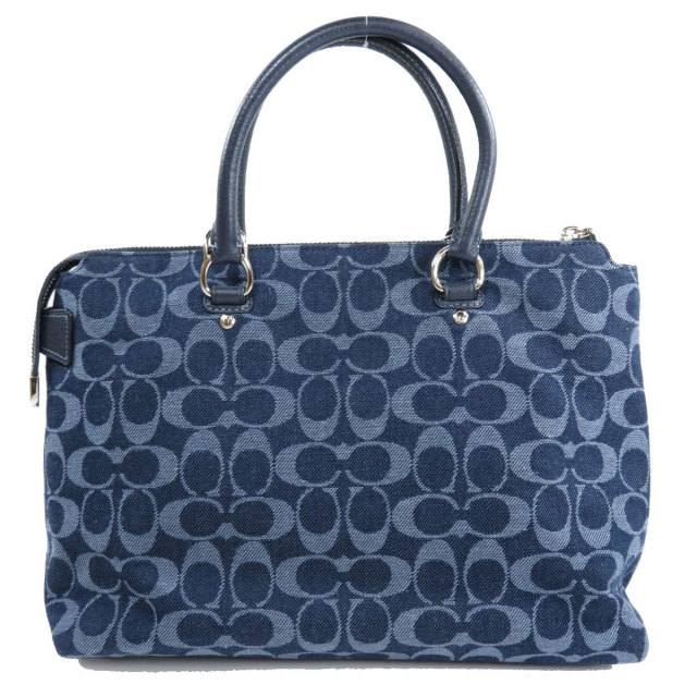 COACH コーチ F44708 シグネチャー 2WAY トートバッグ デニム/レザー 