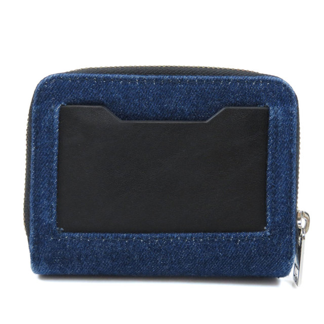 DIESEL ディーゼル　二つ折り財布　レザーデニム　立体ロゴ DIESEL】Dロゴ デニム 二つ折り ウォレット Blue すぐ届く 財布