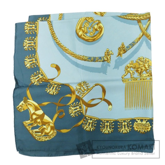 HERMES エルメス カレ90 LES CAVALIERS D OR スカーフ シルク レディース