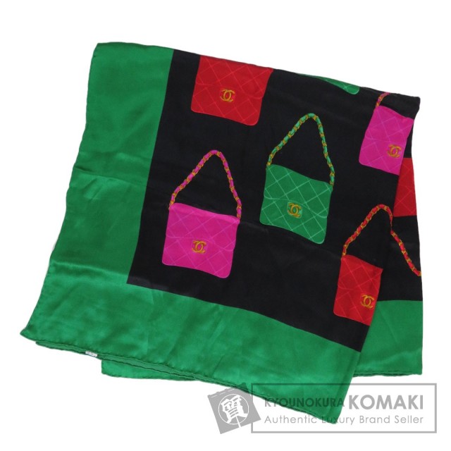 CHANEL シャネル バッグ柄 スカーフ シルク レディース 