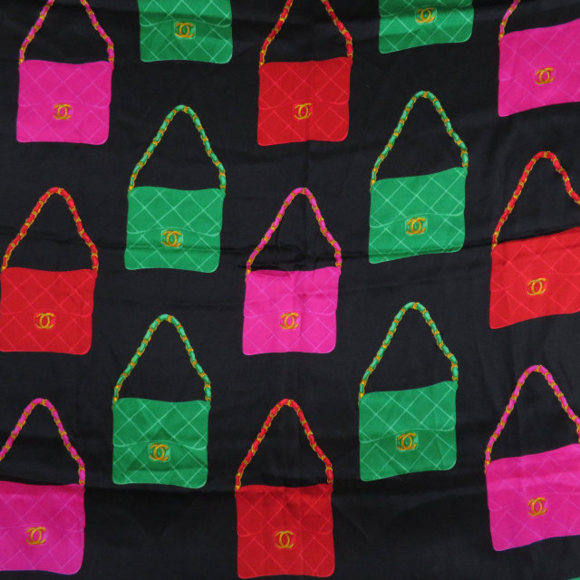 CHANEL シャネル バッグ柄 スカーフ シルク レディース 