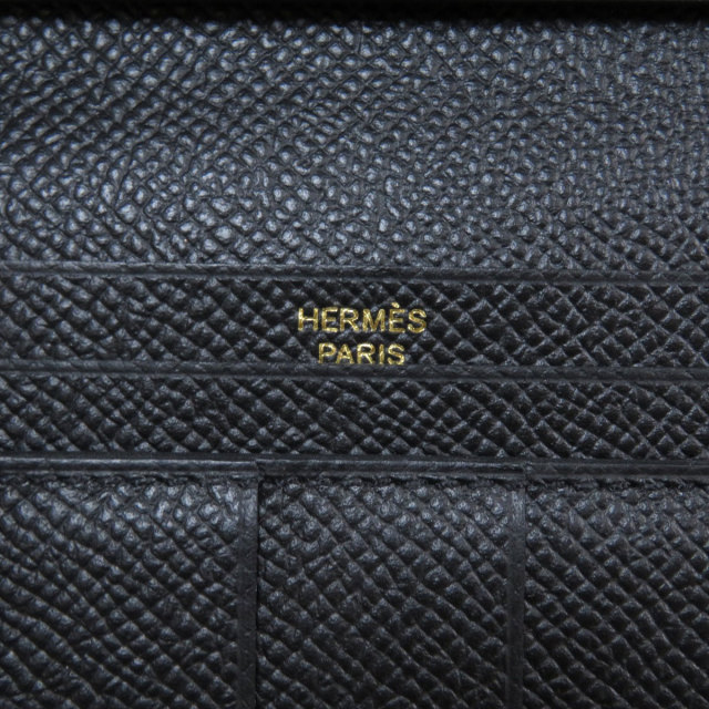 HERMES エルメス ベアンスフレ 黒 ブラック ゴールド金具 長財布（小銭  