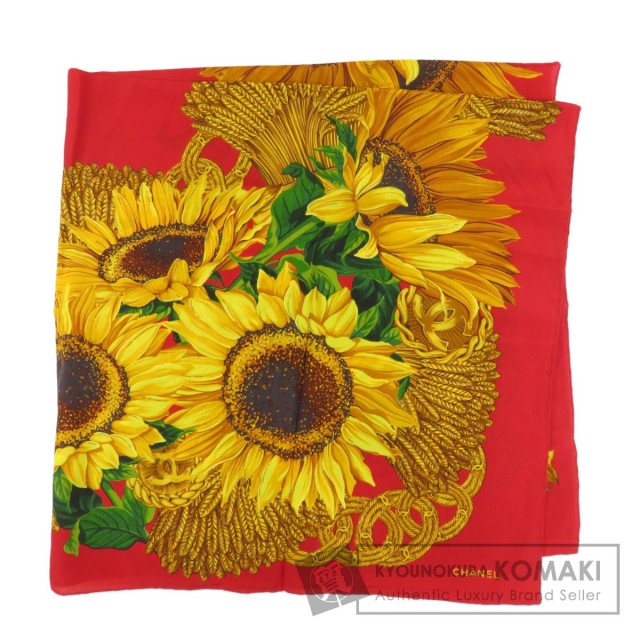 CHANEL シャネル ひまわりモチーフ スカーフ シルク レディース 