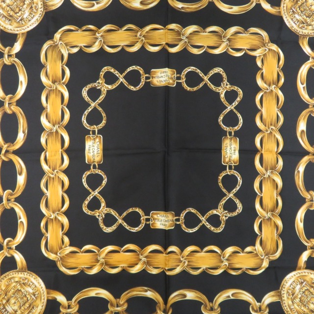 CHANEL シャネル チェーンモチーフ スカーフ シルク レディース