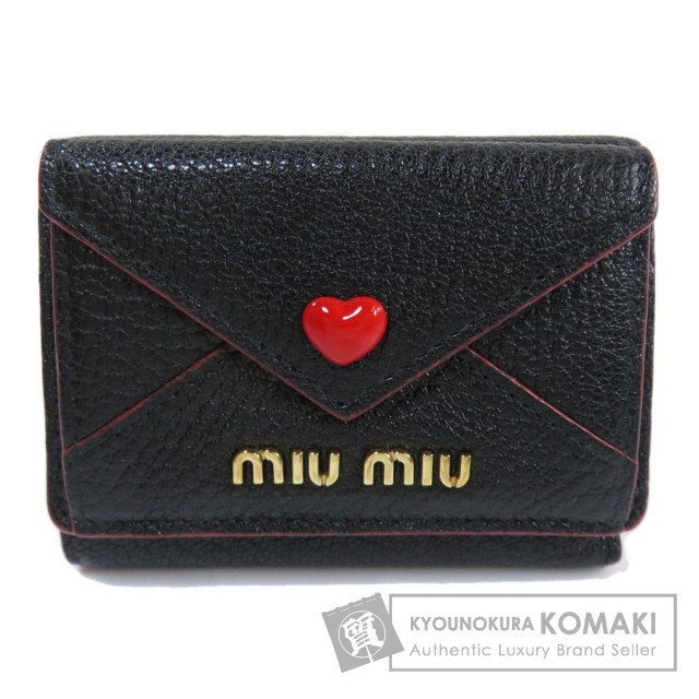 ★送料・関税込★MIUMIU LOGO 小銭入れ 三つ折り財布 MIUMIU ミュウミュウ 三つ折り財布 ロゴ 二つ折り財布（小銭入れ