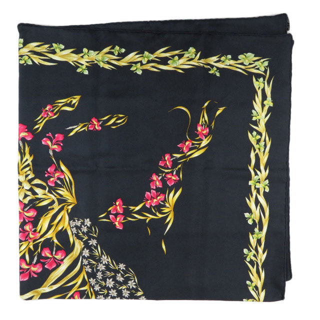 HERMES エルメス カレ90 H d Origny 花咲く馬 スカーフ シルク レディース 