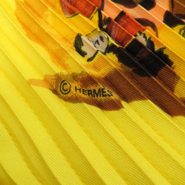 HERMES エルメス プリーツスカート カレ90 CONCERTO スカーフ シルク 