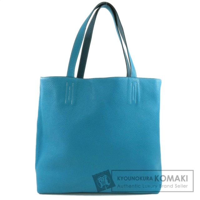 HERMES エルメス ドゥブルセンス45 ブルーイズミール トートバッグ  